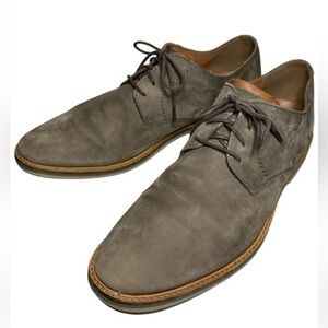 MEN’S EUC Clarks Atticus Gray Nubuck Leather Suede Oxford Shoes Size 13